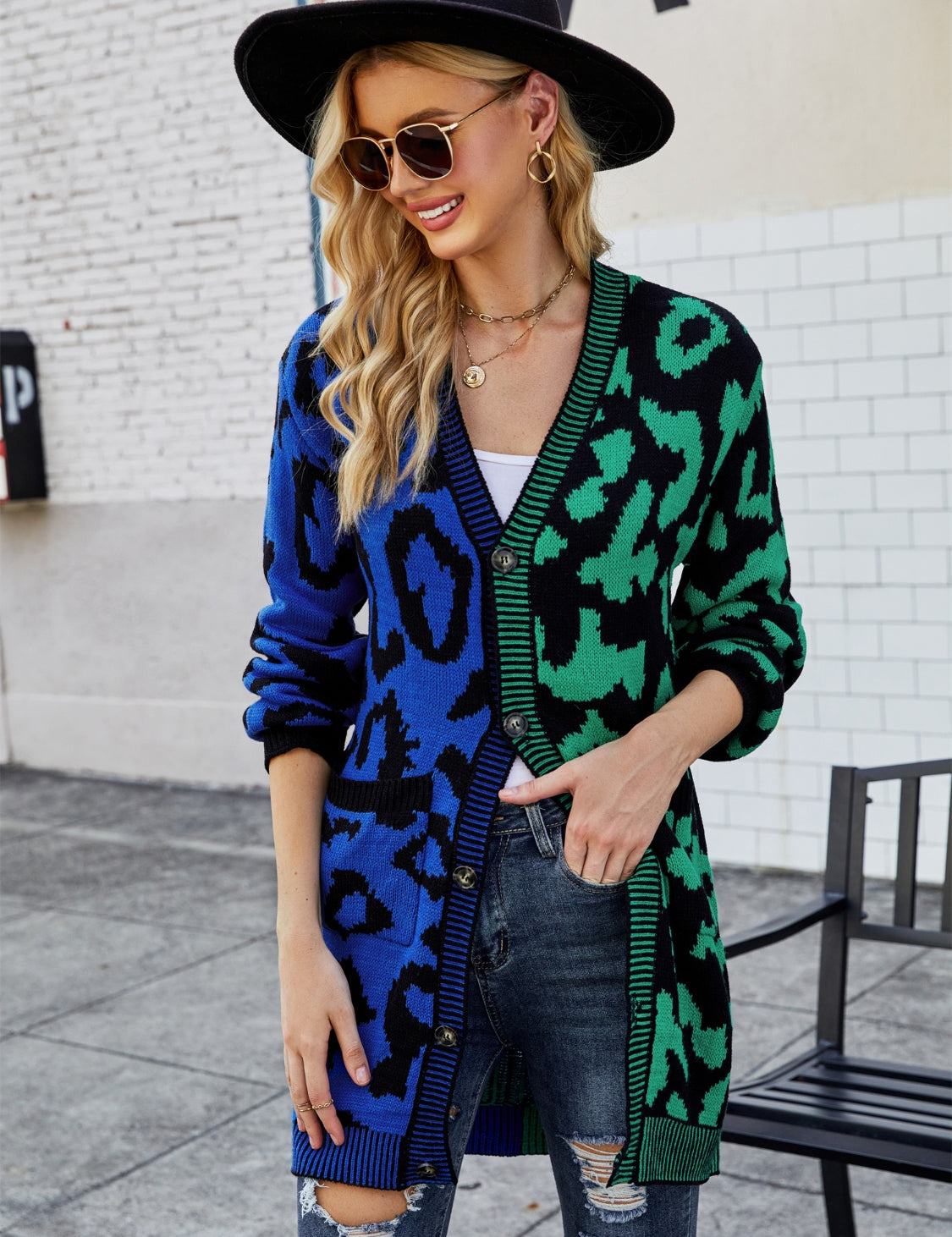 Gum Leaf Angel Wings Leopard Button Down Longline Cardigan | Cardigans Daverri Fashions