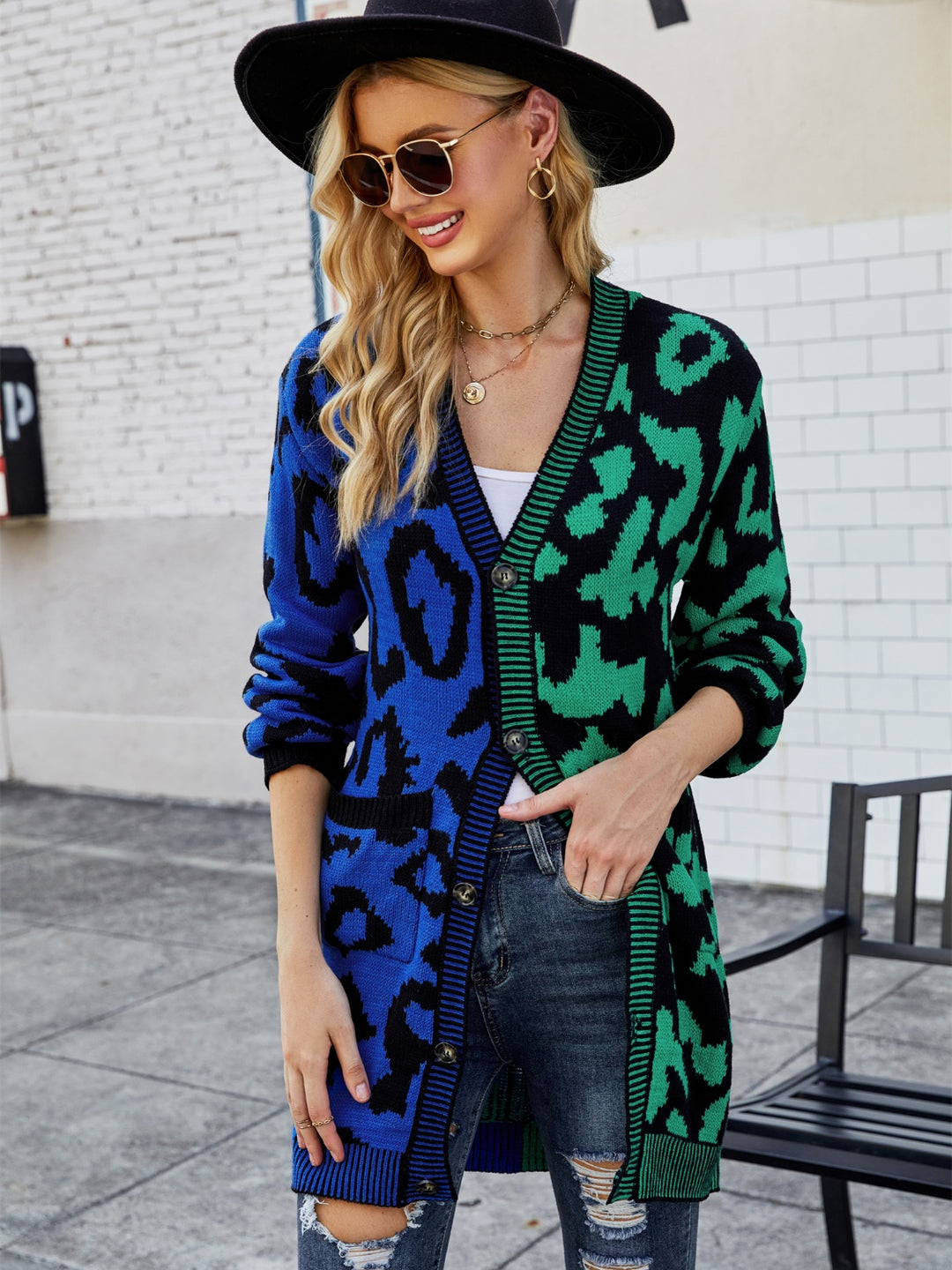 Gum Leaf Angel Wings Leopard Button Down Longline Cardigan | Cardigans Daverri Fashions