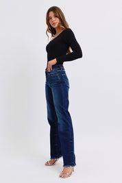 Judy Blue Full Size Raw Hem Straight Leg Jeans | Jeans Daverri Fashions