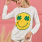 BiBi Smile Face Graphic Round Neck Long Sleeve Top - DAVERRI FASHIONS