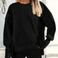 Slit Round Neck Dropped Shoulder Sweatshirt - DAVERRI FASHIONS