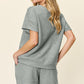 Double Take Full Size Texture Short Sleeve T-Shirt and Drawstring Shorts Set Outfit Sets