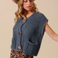 SO ME Big Metal Button Front Sweater Vest Sweater Vests
