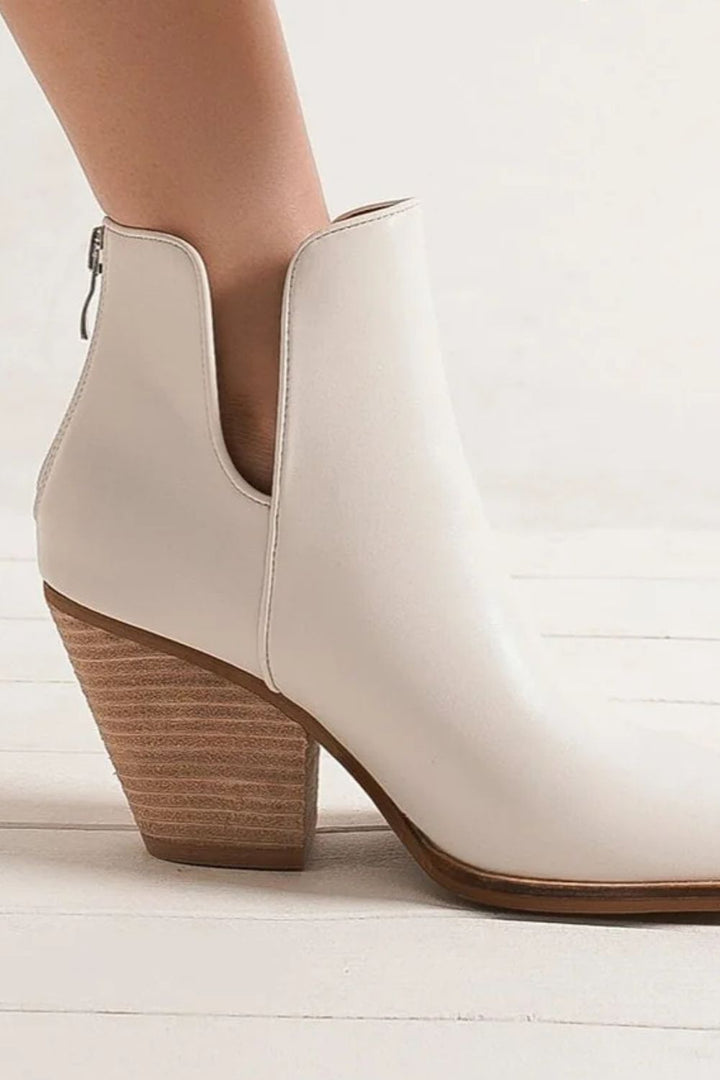 Beast Fashion Pointed Metal-Tip Toe Block Heel Ankle Boots Footwear