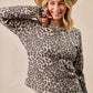 BiBi Leopard Print Washed Waffle Thermal Top with Thumb - DAVERRI FASHIONS