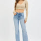 RISEN Full Size Tummy Control Mid Rise Flare Jeans with Fray Hem Detailed Plus Size - DAVERRI FASHIONS