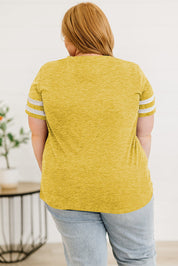 Plus Size Striped V-Neck Tee Shirt | T-Shirts Daverri Fashions