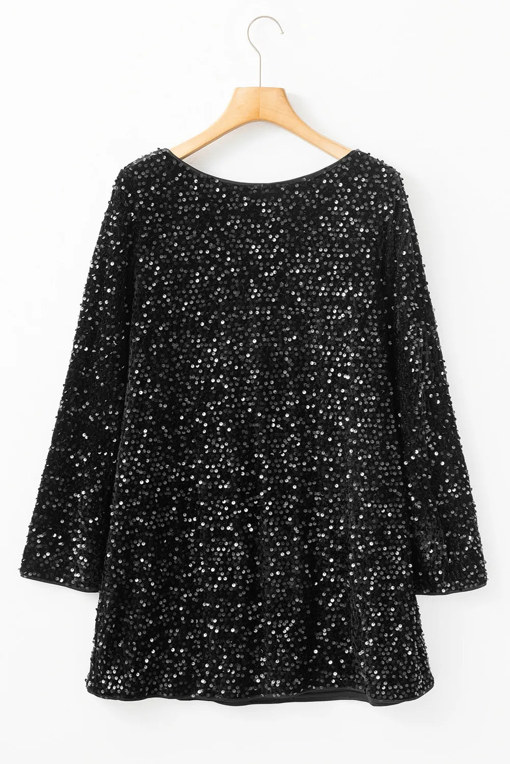Sequin Round Neck Long Sleeve Mini Dress | Daverri Fashions