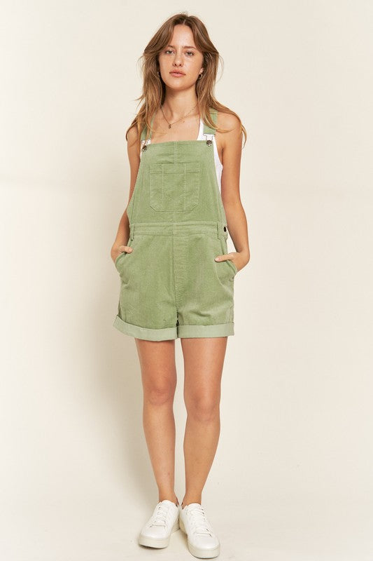 Adjustable Shoulder Straps Corduroy Shortalls Shortalls