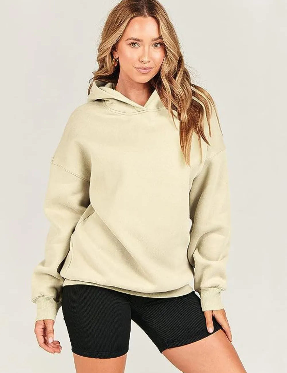 Pastel Yellow Dropped Shoulder Long Sleeve Hoodie | Hoodies Daverri Fashions
