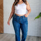 Campbell High Rise Center Seam Detail Straight Jeans Jeans