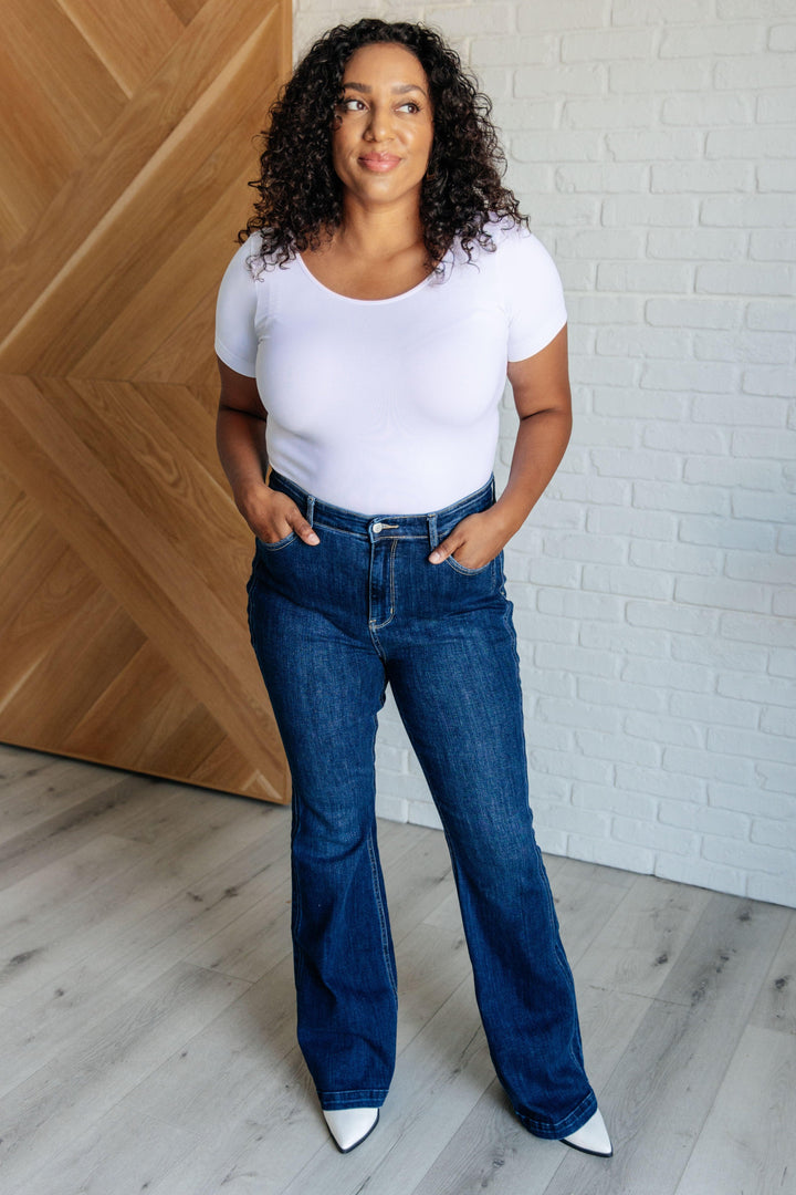 Judy Blue High Rise Side Seam Detail Flare Jeans Bottoms