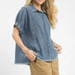 Umgee Washed Denim Oversized Top - DAVERRI FASHIONS