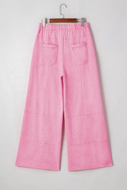 Mineral Wash Exposed Seam Drawstring High Waist Wide Leg Cargo Pants | Loungewear Pants Daverri Fashions