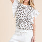 Lime 'N' Chili Ribbed Leopard Print Ruffle Detail Sleeveless Top