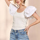ADORA Layered Ruffled Sleeve Ribbed Top
