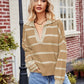 Striped Johnny Collar Sweater - DAVERRI FASHIONS