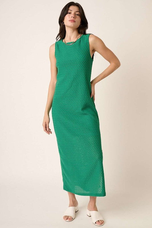 Mittoshop Side Slit Round Neck Sleeveless Dress Maxi Dresses