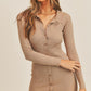 Mable Button Up Ribbed Mini Shirt Dress - DAVERRI FASHIONS