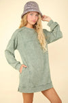 VERY J Mineral Washed Oversized Sweatshirt Mini Dress - DAVERRI FASHIONS