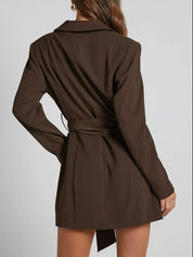 Lapel Collar Tie Waist Mini Blazer Dress | Mini Dresses Daverri Fashions