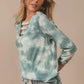 BiBi Variegated Tie Dye Rib V-Neck Top with Strapped - DAVERRI FASHIONS