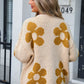Flower Open Front Long Sleeve Cardigan - DAVERRI FASHIONS