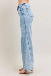 Judy Blue Full Size High Waist Wide Leg Jeans with Skewed Inseam Plus Size | Jeans Daverri Fashions