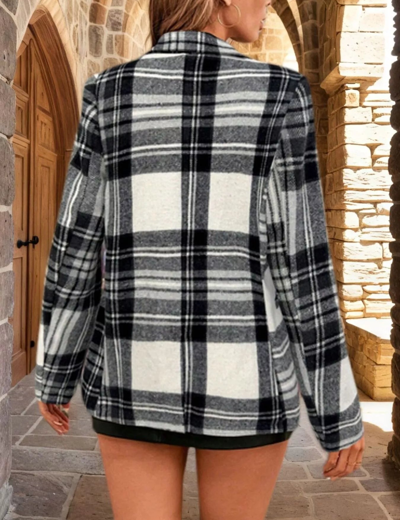 Plaid Single-Button Blazer | Blazers Daverri Fashions