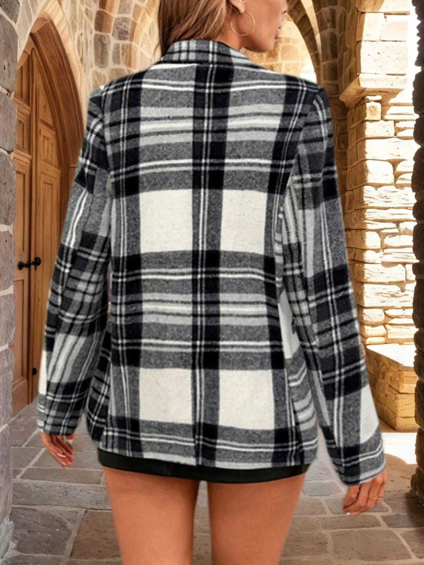 Plaid Single-Button Blazer | Blazers Daverri Fashions