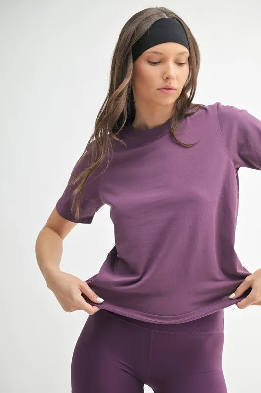 MONO B Round Neck Short Sleeve T-Shirt MERLOT
