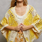 Yellow and cream POL open front crochet cardigan with lace and scalloped edge