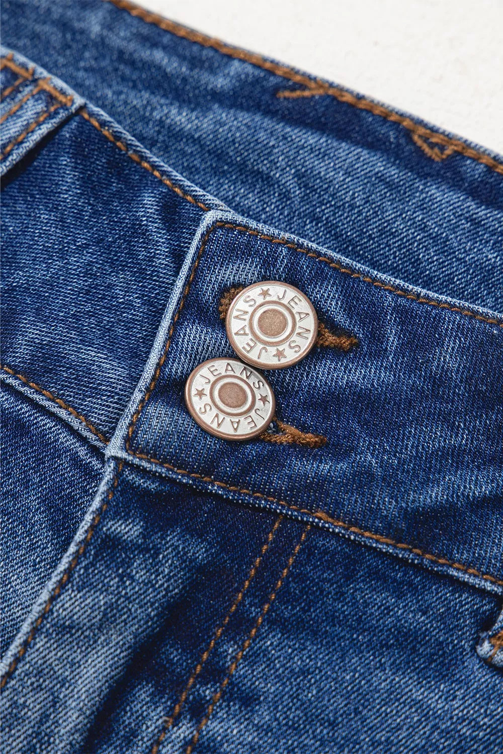 Daverri double button zip fly straight leg jeans with silver engraved buttons