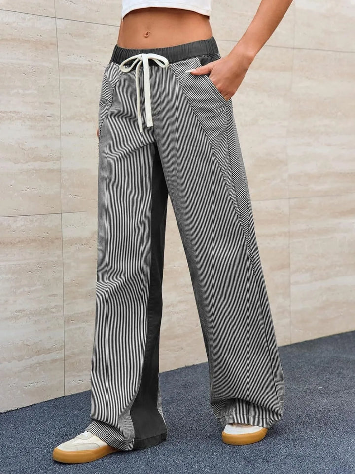 Striped Wide Leg Jeans | Pants Daverri Fashions