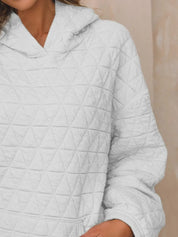 Textured Long Sleeve Hoodie with Pockets | Hoodies Daverri Fashions
