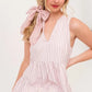 Lime 'N' Chili Striped Sleeveless V-Neck Tiered Dress