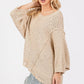 SAGE + FIG Distressed Asymmetrical Open Stitch Sweater - DAVERRI FASHIONS