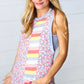 Coral & Denim Stripe Floral Print Tank Top - DAVERRI FASHIONS