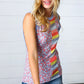 Coral & Denim Stripe Floral Print Tank Top - DAVERRI FASHIONS