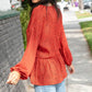 Rust Leopard Wool Dobby Woven Knit Top - DAVERRI FASHIONS
