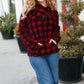 Cozy in Plaid Red Sherpa Sweater - DAVERRI FASHIONS
