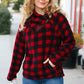 Cozy in Plaid Red Sherpa Sweater - DAVERRI FASHIONS