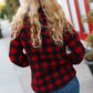 Cozy in Plaid Red Sherpa Sweater - DAVERRI FASHIONS