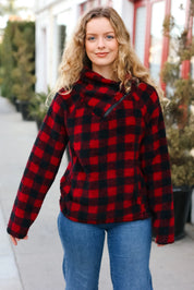 Cozy in Plaid Red Sherpa Sweater | Daverri Fashions