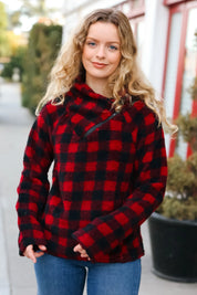 Cozy in Plaid Red Sherpa Sweater | Daverri Fashions
