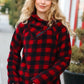 Cozy in Plaid Red Sherpa Sweater - DAVERRI FASHIONS