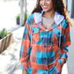 Stand Out Teal & Orange Plaid Fleece Hoodie Shacket - DAVERRI FASHIONS
