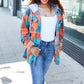 Stand Out Teal & Orange Plaid Fleece Hoodie Shacket - DAVERRI FASHIONS