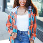 Stand Out Teal & Orange Plaid Fleece Hoodie Shacket - DAVERRI FASHIONS