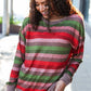 Perfectly You Olive & Mauve Stripe Two-Tone Banded Sweater Top - DAVERRI FASHIONS